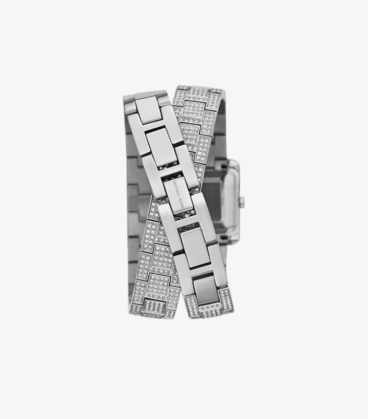 MICHAEL KORS PETITE EMERY PAVÉ SILVER-TONE DOUBLE WRAP WATCH MK4836