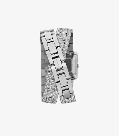 MICHAEL KORS PETITE EMERY PAVÉ SILVER-TONE DOUBLE WRAP WATCH MK4836