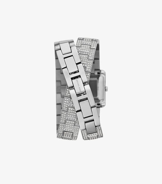 MICHAEL KORS PETITE EMERY PAVÉ SILVER-TONE DOUBLE WRAP WATCH MK4836