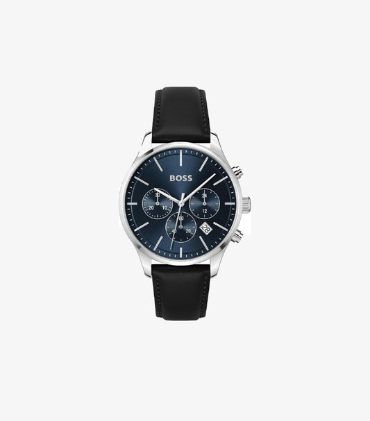 HUGO BOSS AVERY CHRONOGRAPH STAINLESS STEEL CASE AND LEATHER WATCH 1514156