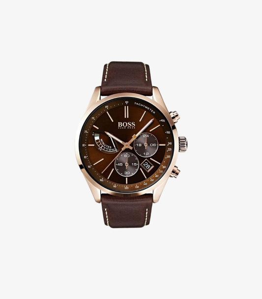 HUGO BOSS MENS CHRONOGRAPH QUARTZ WATCH WITH LEATHER STRAP 1513605