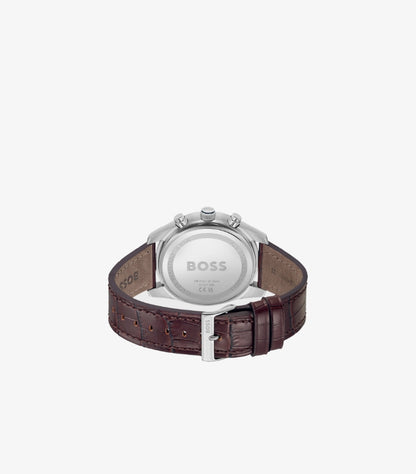 HUGO BOSS BLUE-DIAL CHRONOGRAPH WITH ALLIGATOR-EMBOSSED LEATHER STRAP 1514194