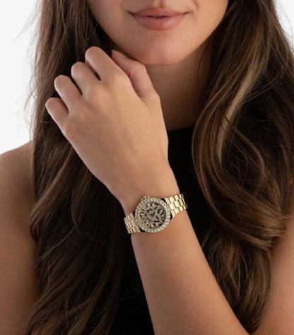 MICHAEL KORS MINI LENNOX ANIAL PAVE GOLD-TONE WATCH MK7394