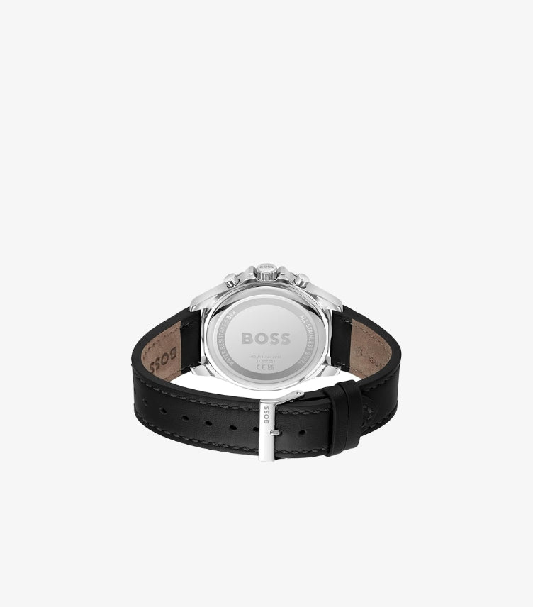 HUGO BOSS TROPER BLACK DIAL BLACK LEATHER WATCH 1514121