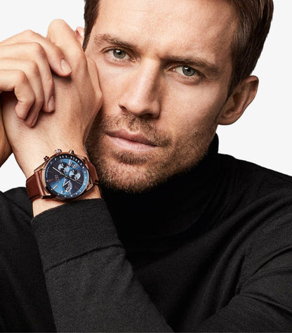 HUGO BOSS HUGO BLUE DIAL COLOR LEATHER STRAP WATCH 1513604