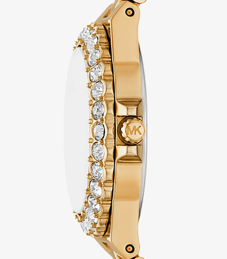 MICHAEL KORS MINI LENNOX ANIAL PAVE GOLD-TONE WATCH MK7394
