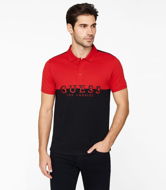 GUESS RED BLACK POLO SHIRT