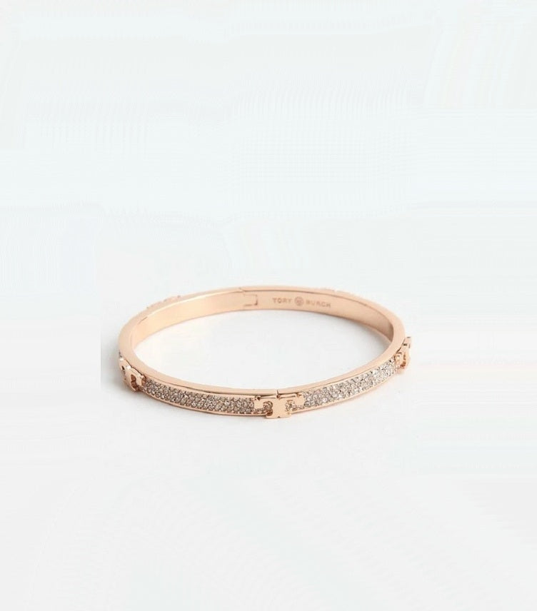 TORY BURCH T SHERIF HINGED ROSE GOLD BARCELET