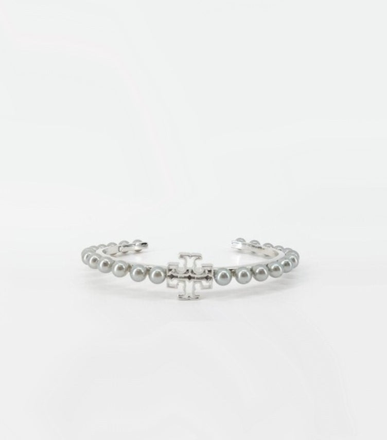 TORY BURCH BRITTEN PEARL HINGED CUFF BRACELET
