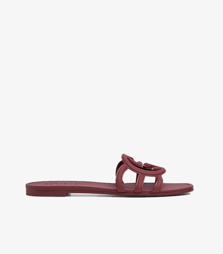GUCCI INTERLOCKING G SLIDE SANDALS IN RUBBER