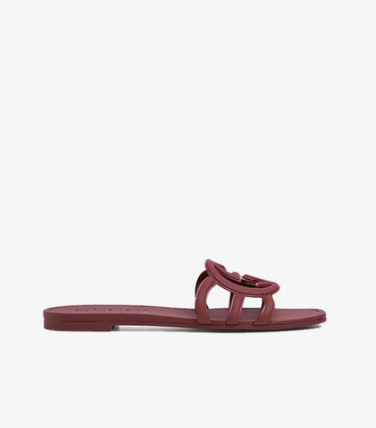 GUCCI INTERLOCKING G SLIDE SANDALS IN RUBBER