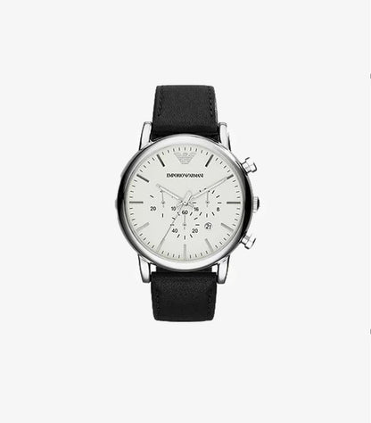 EMPORIO ARMANI MEN'S CHRONOGRAPH BLACK LEATHER WATCH AR1807