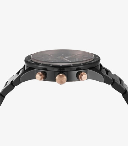 EMPORIO ARMANI QUARTZ CERAMIC BLACK DIAL WATCH AR70002