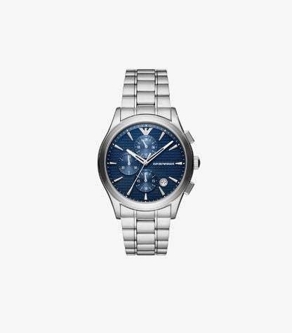 EMPORIO ARMANI QUARTZ SILVER STAINLESS STEEL BLUE DIAL WATCH AR11528