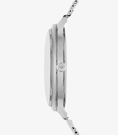 EMPORIO ARMANI THREE-HAND DATE STAINLESS STEEL MESH WATCH AR11578