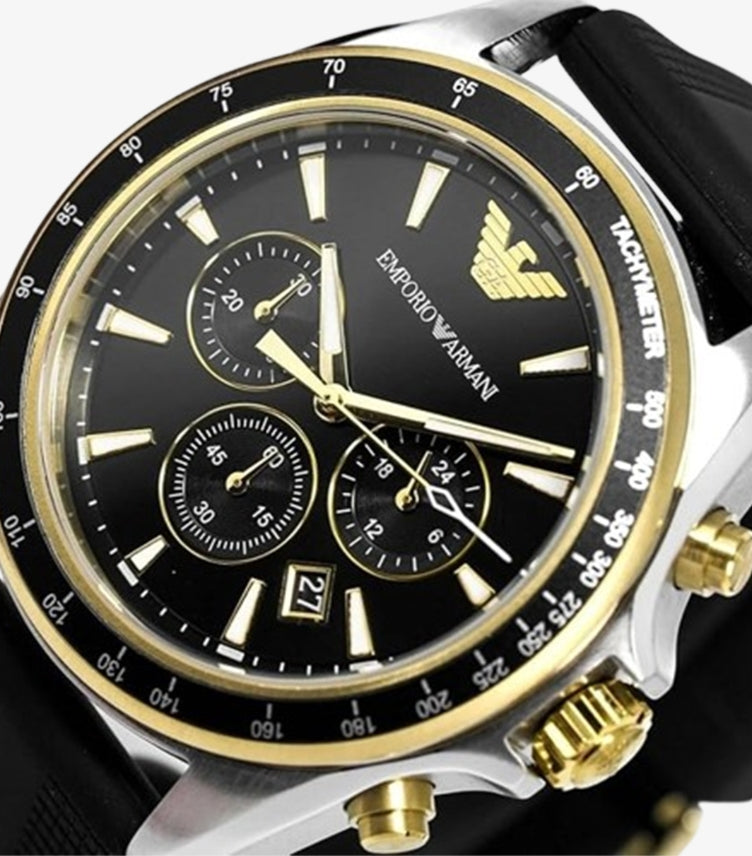 EMPORIO ARMANI SIGMA QUARTZ STAINLESS STEEL AND SILICONE CASUAL WATCH AR80003