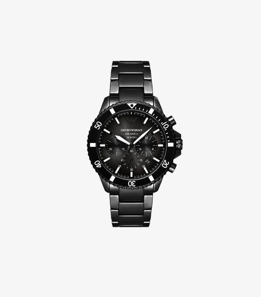 EMPORIO ARMANI CHRONOGRAPH BLACK CERAMIC WATCH AR70010