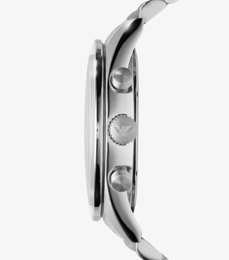 EMPORIO ARMANI CHRONOGRAPH QUARTZ STAINLESS STEEL BLACK DIAL WATCH AR5988