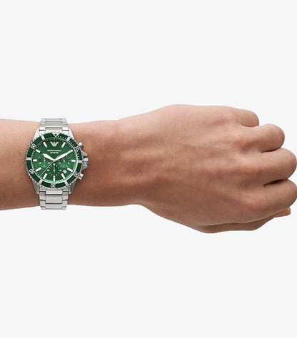 EMPORIO ARMANI WORLD EXPLORER DIVE-INSPIRED STAINLESS STEEL WATCH AR11500