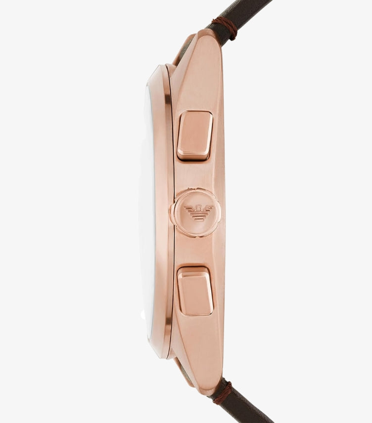 EMPORIO ARMANI LEATHER ANALOG BLUE DIAL WATCH AR11554