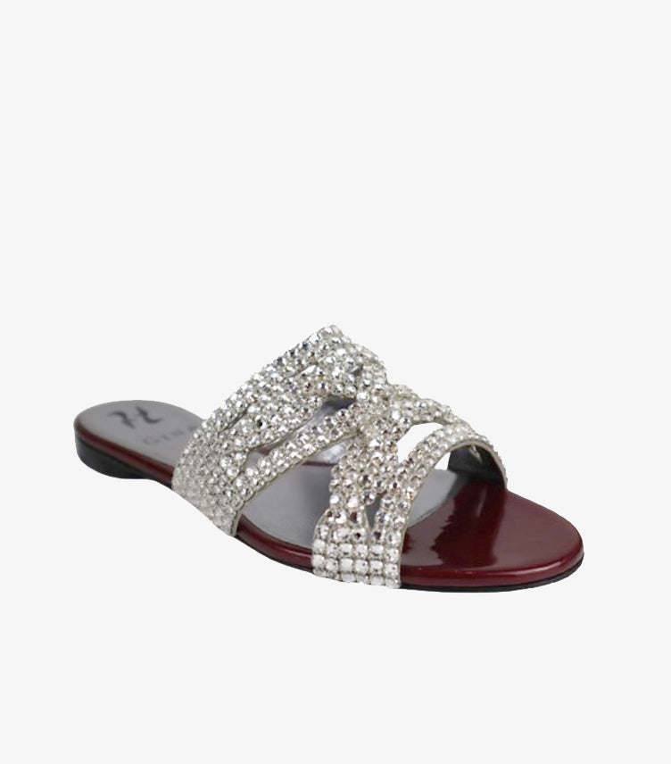 GINA EMBELLISHED FLAT SLIDE SANDALS