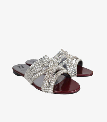 GINA EMBELLISHED FLAT SLIDE SANDALS