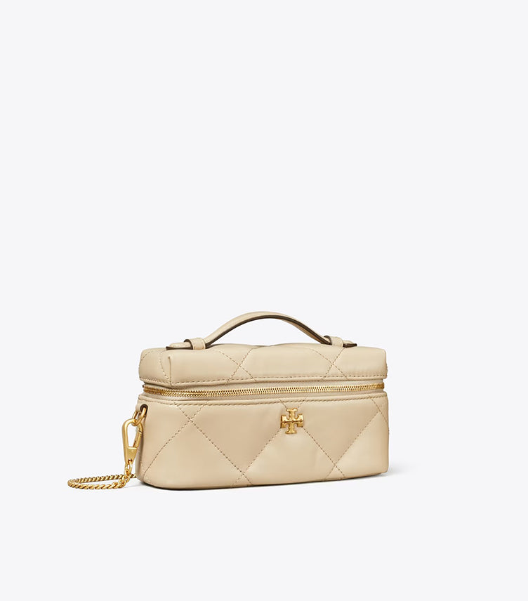 TORY BURCH KIRA DIAMOND QUILT DISTRESSED CHARM VANITY CASE