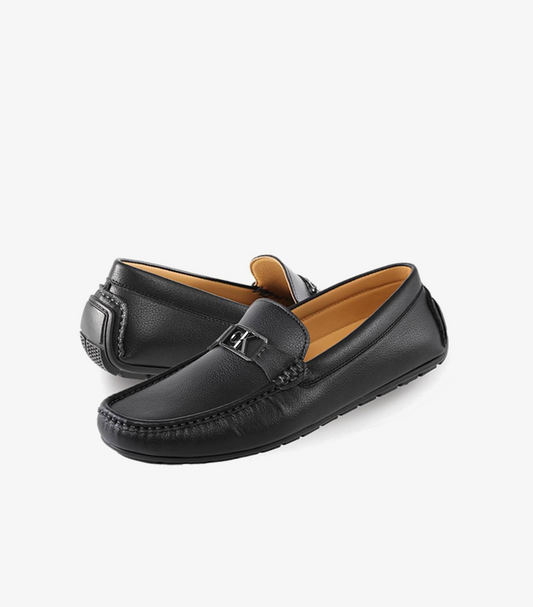 Calvin Klein Felty Men's Black Loafer with Modern Square Toe and Slip-On Silhouette – Front Product View White Background