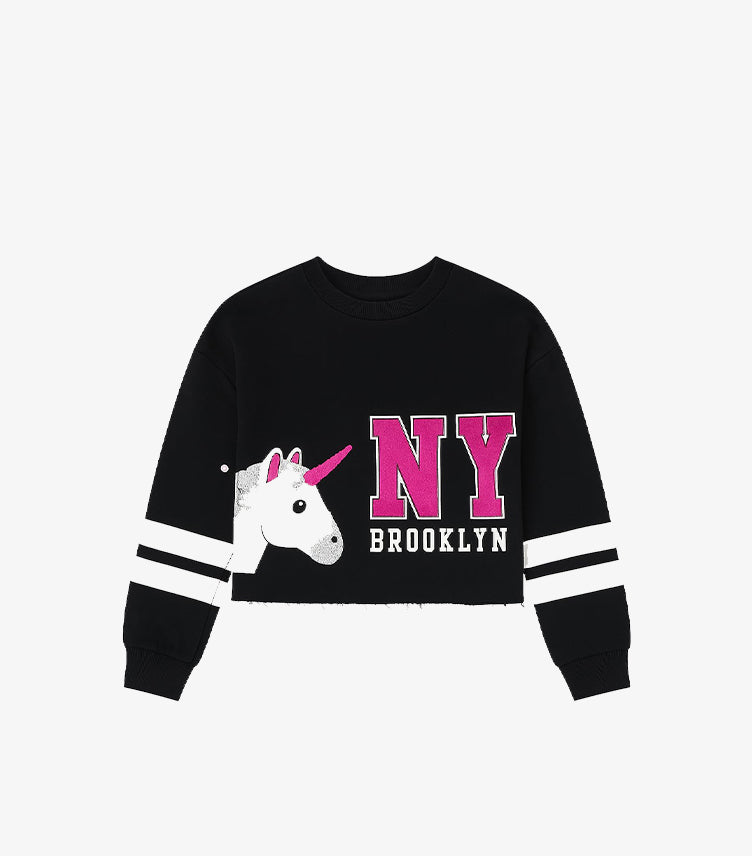 PRIMARK BLACK NY BROOKLYN UNICORN SWEATSHIRT