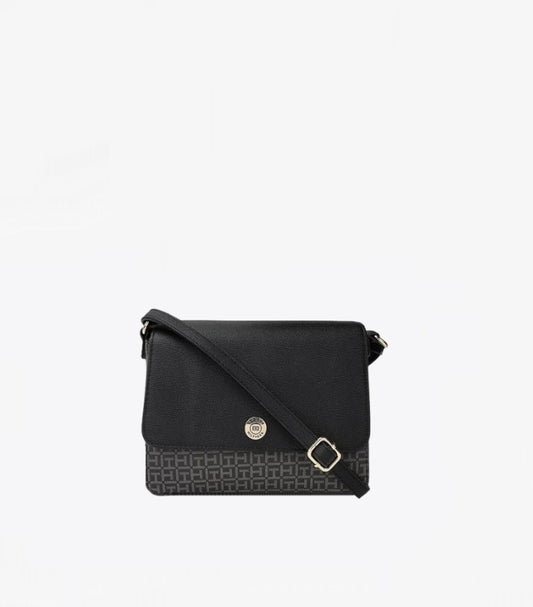 TOMMY HILFIGER LOGO BLACK PVC SLING BAG