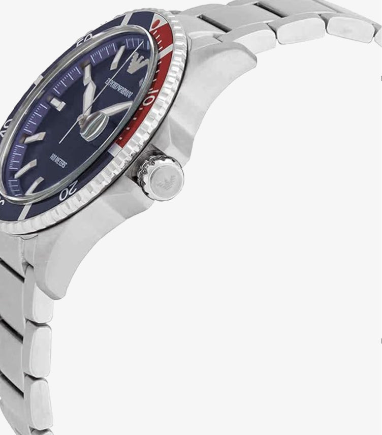 EMPORIO ARMANI MEN'S QUARTZ STAINLESS STEEL BLUE DIAL WATCH AR11339