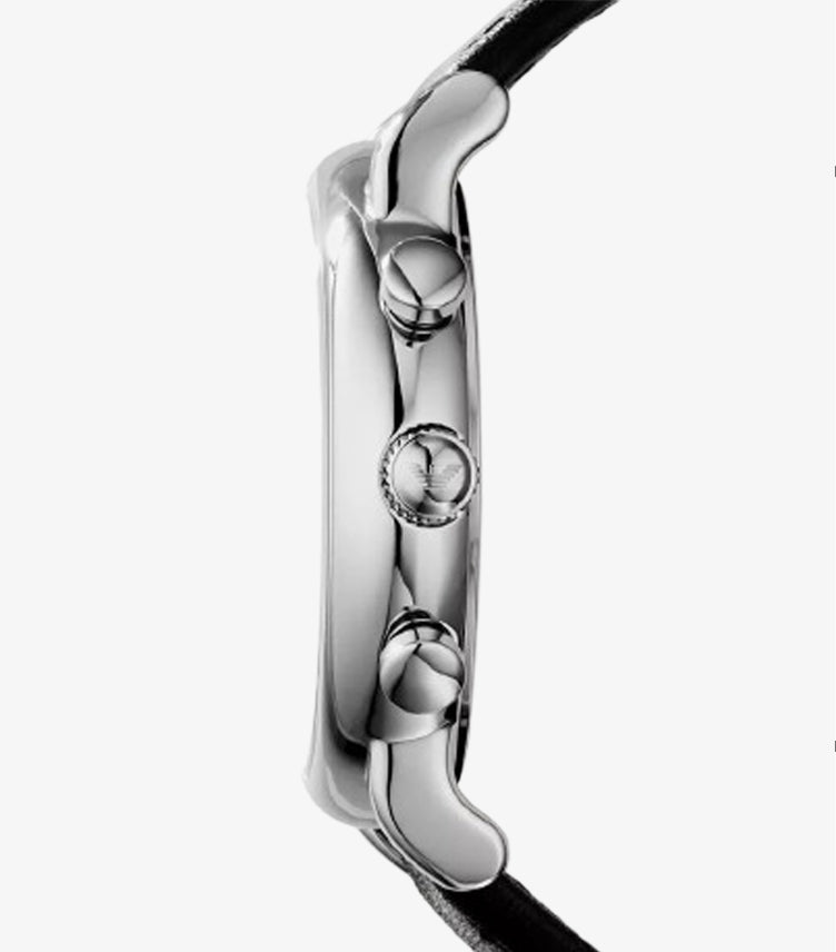 EMPORIO ARMANI MEN'S CHRONOGRAPH BLACK LEATHER WATCH AR1807