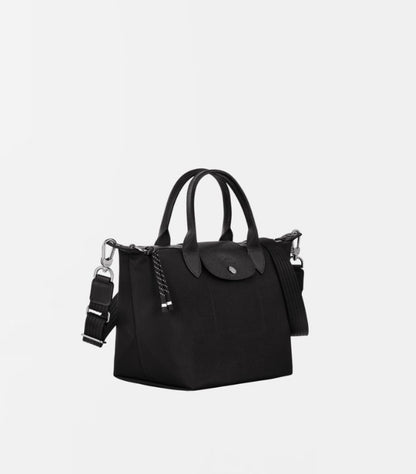 Three-quarter view of Longchamp Le Pliage Energy Large handbag with top handles and shoulder strap