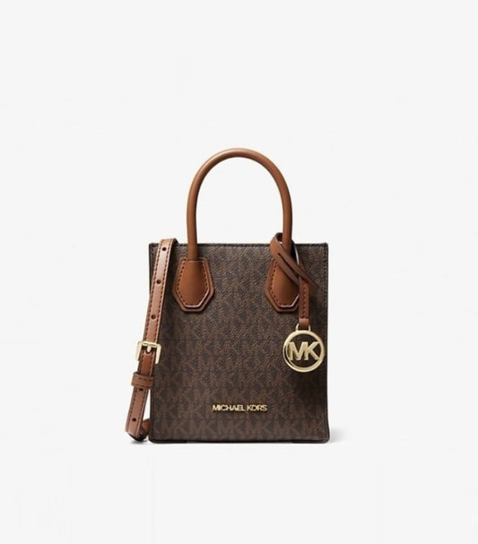 MICHAEL KORS MERCER EXTRA-SMALL LOGO AND LEATHER CROSSBODY BAG