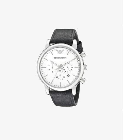 EMPORIO ARMANI MEN'S CHRONOGRAPH BLACK LEATHER WATCH AR1807