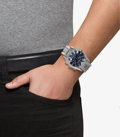 EMPORIO ARMANI MEN’S CHRONOGRAPH QUARTZ STAINLESS STEEL BLUE DIAL WATCH AR1635