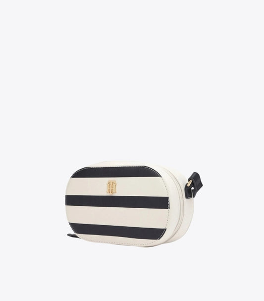 TOMMY HILFIGER STRIPED BLUE PU SLING BAG