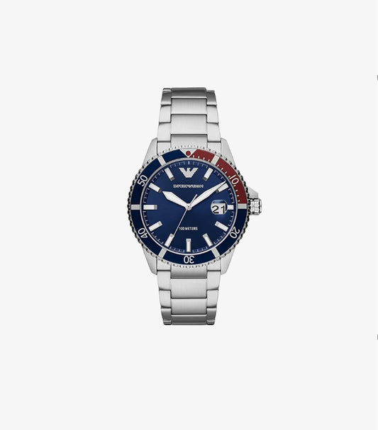 EMPORIO ARMANI MEN'S QUARTZ STAINLESS STEEL BLUE DIAL WATCH AR11339