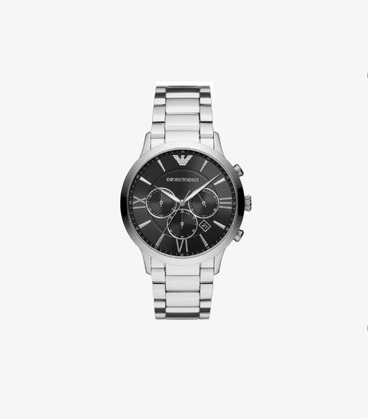 EMPORIO ARMANI MEN’S CHRONOGRAPH STAINLESS STEEL BLACK DIAL 44MM WATCH AR11208