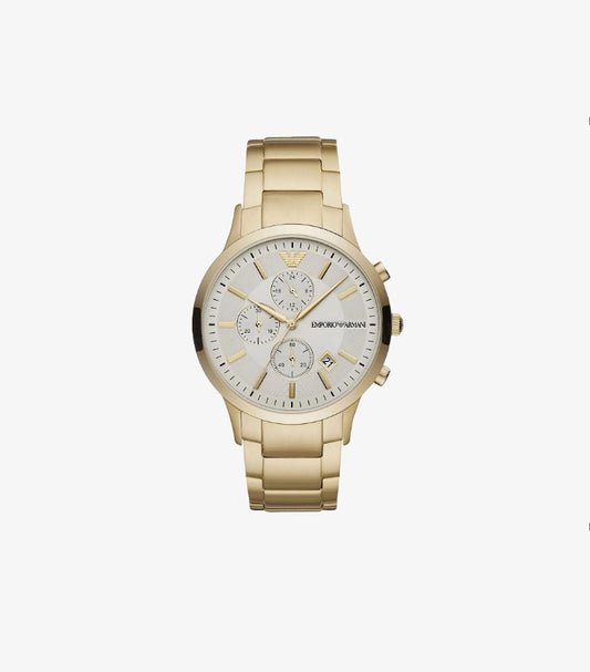 EMPORIO ARMANI MEN'S BEIGE DIAL STAINLESS STEEL ANALOG WATCH AR11332