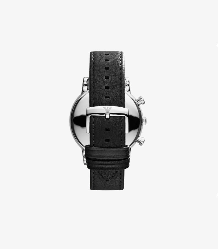 EMPORIO ARMANI MEN'S CHRONOGRAPH BLACK LEATHER WATCH AR1807