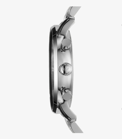 EMPORIO ARMANI MEN'S CLASSIC SILVER STAINLESS STEEL BLACK DIAL CHRONOGRAPH QUARTZ WATCH AR0389