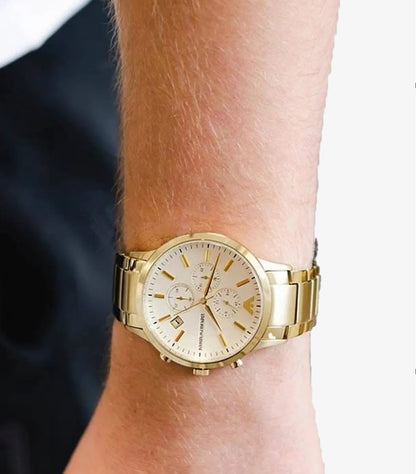 EMPORIO ARMANI MEN'S BEIGE DIAL STAINLESS STEEL ANALOG WATCH AR11332