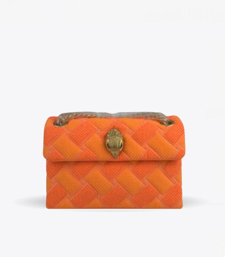 KURT GEIGER KENSINGTON MINI ORANGE WOVEN TEXTURE BAG