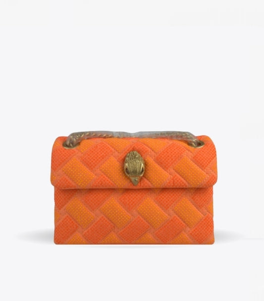 KURT GEIGER KENSINGTON MINI ORANGE WOVEN TEXTURE BAG