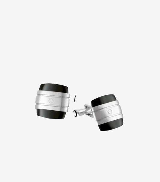 MONTBLANC CLASSIC STAINLESS STEEL & BLACK ONYX CUFFLINKS