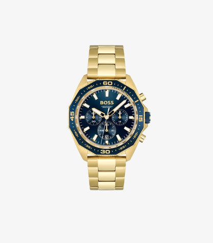 HUGO BOSS ENERGY GOLD STAINLESS STEEL BLUE DIAL CHRONOGRAPH QUARTZ WATCH 1513973