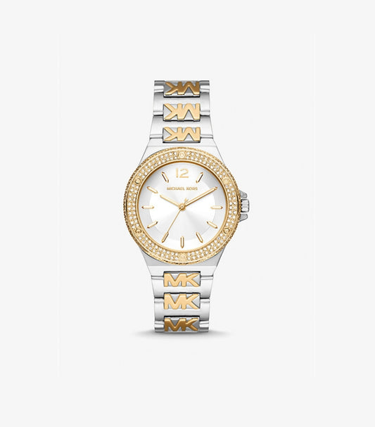 MICHAEL KORS LENNOX PAVÉ TWO-TONE LOGO WATCH MK7338