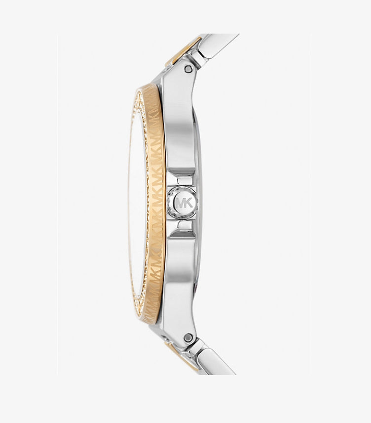 MICHAEL KORS LENNOX PAVÉ TWO-TONE LOGO WATCH MK7338