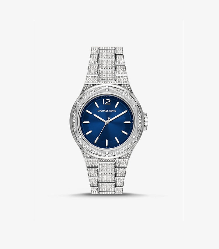 MICHAEL KORS OVERSIZED LENNOX PAVÉ SILVER-TONE WATCH MK6990